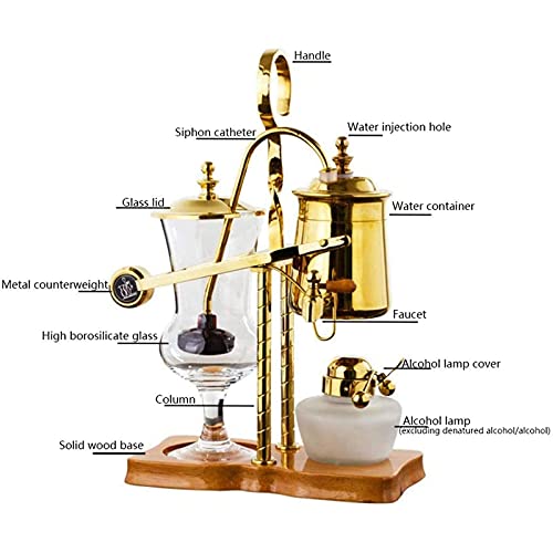 QQW Vakuum-Kaffeemaschine Siphon-Kaffeemaschine Set Kaffee Siphon Haushalt Belgisches Topf Royal Coffee Pot/Gold – Bild 2