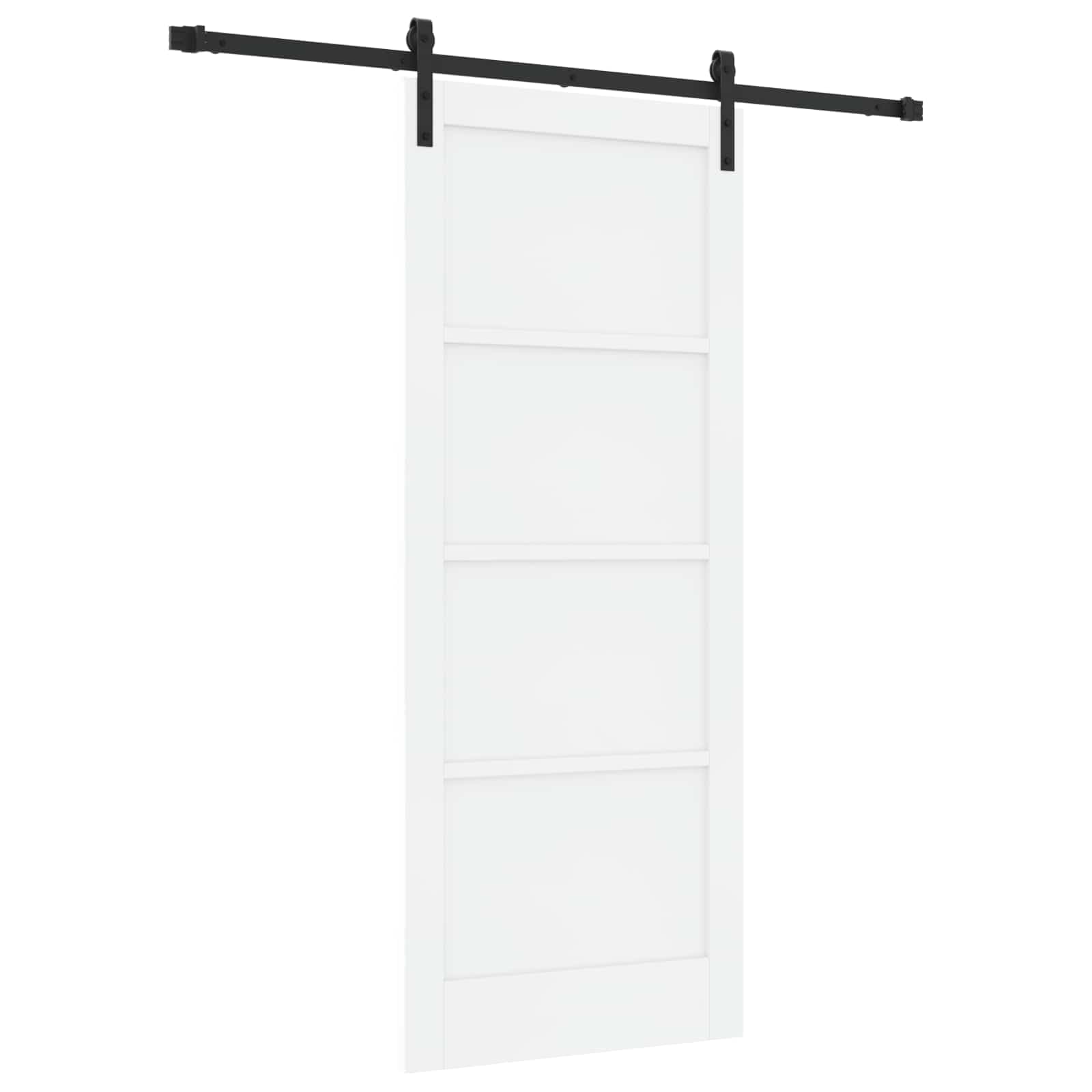 Puerta corredera de madera de pino maciza, 83 x 202 cm, color blanco y