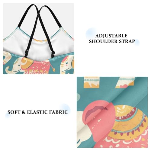 KLL Rose Gold Abstract Elephant Girl 1-Piece Swimsuits Beach Swimwear with Adjustable Straps UPF 50+3
