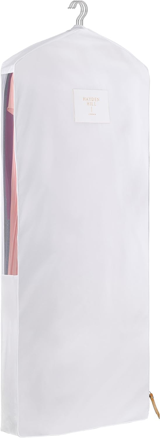 Hayden Hill Luxuriöser Kleidersack für Anzüge aus Bio-Baumwolle – Lang 147 cm – Mottenresistente Kleiderschutzhülle mit Reißverschluss – für Mäntel, Kleider und Abendkleider – Klimaneutral