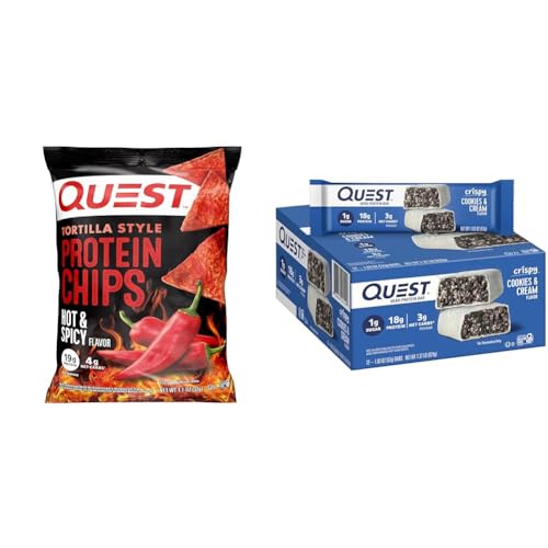 Quest Hot & Spicy 19g Protein Tortilla Chips y Cookies & Cream 18g Hero Protein Bars, 12 unidades miniatura 1