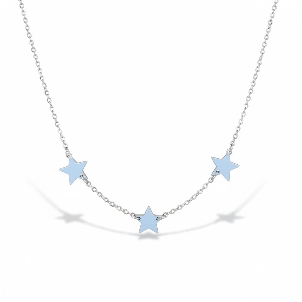 De Santis Gioielleri Collana Donna Tre Stelle Argento 925 Rodiato | Catenina con Ciondoli Stelline Lucide | Gioiello Minimal Chic per Layering, Anallergico, Idea Regalo Ragazza