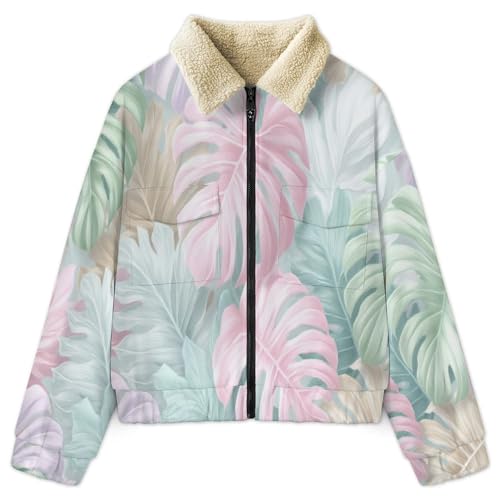 Veste polaire femme chaude à motif tropical pour affronter le froid de l'hiver