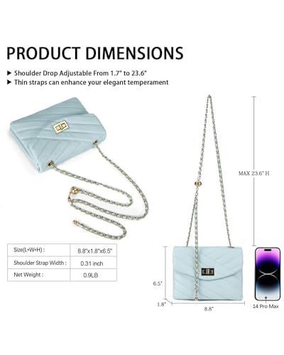 Image of LAVTUG Quilted Crossbody Bag for Women Small Flap Purse with Gold Chain | Faux Leather, Elegant Designer Shoulder Handbag, Everyday Use
