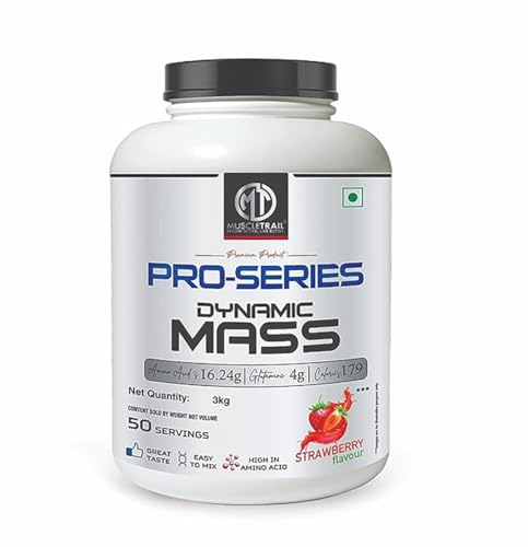 Image of Muscle Trail Pro Series | Dynamic Mass Gainer (3kg, STRAWBERRY) | Fuel Your Gains with Premium Nutrition