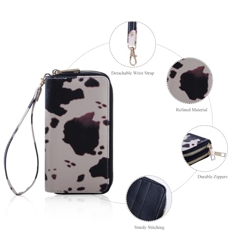 Image of XEYOU Double Zipper Long Clutch Wallet Cellphone Wallet for Women with Removable Wristlet Strap for Credit Card, Cash, Coin, Bill