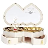 【Ideas de regalos】 ： El joyero musical con forma de corazón de doble amor es un bonito regalo para su familia, amigos, amantes de la música o amantes del baile en Navidad, cumpleaños, San Valentín o bodas, etc.