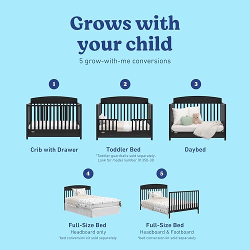Image of Graco Benton 5-in-1 Convertible Crib with Drawer, Black