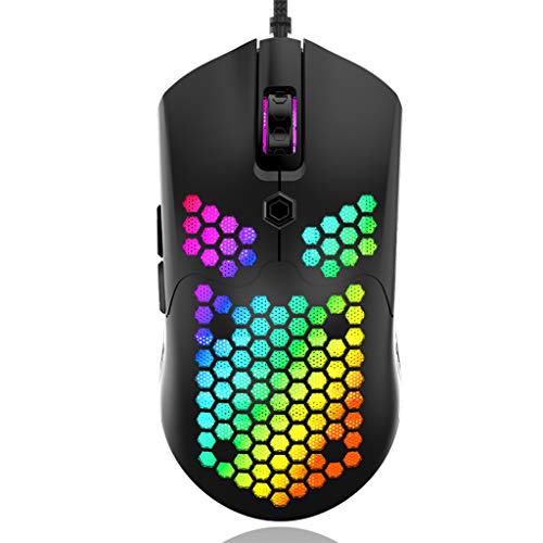 Kcnsieou M5 Gaming-Maus mit Wabenstruktur, bunt, RGB-Hintergrundbeleuchtung, kabelgebunden, kabellos Cover