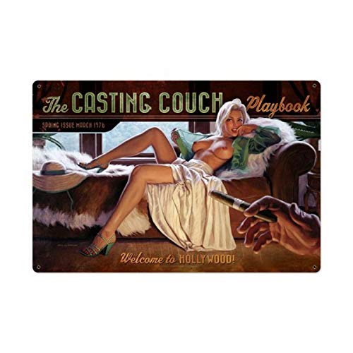 Vintage Style Metal Tin Sign 8x12inch Pinup Girl Casting Couch Metal Tin Sign Home Kitchen Cafe Office Wall Decor