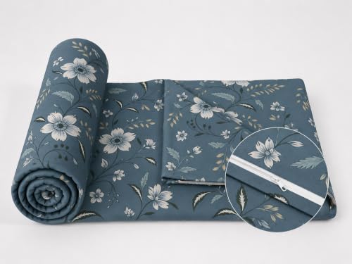 Image of Premium Quilt Cover King Double Bed with Zipper Blanket Cover /rajai Cover /Comforter Cover /Duvet Cover King Size Soft Cotton Breathable Skin Friendly Stuff 90x100 Inches, Color- Slate Blue