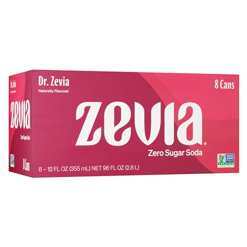 Zevia Zero Sugar Soda, Dr Zevia, 12 oz Cans (8-Pack) – Naturally Sweetened, Non-GMO Project Verified, Gluten-Free, Vegan
