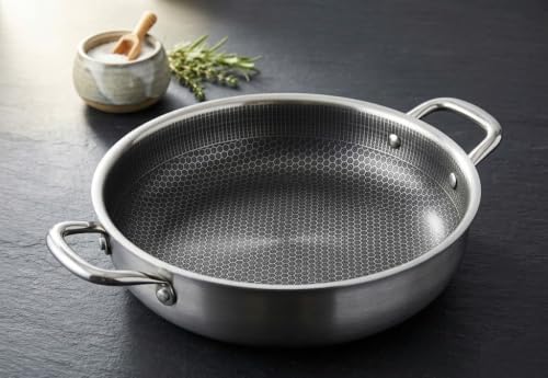 Image of Sakar Triply Honeycomb Kadai 28 cm | 3 Layer Stainless Steel Deep Fry Pan | 2.5mm Heavy Base | Gas & Induction Compatible | Non-Stick Honeycomb Design | Rust-Free Durable Cookware