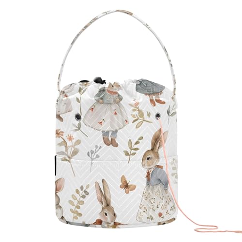 Yarn Storage Bag Small Crochet Bag Knitting Bag Organizer Rabbit Anthropomorphic Yarn Bags for Crocheting Basket
