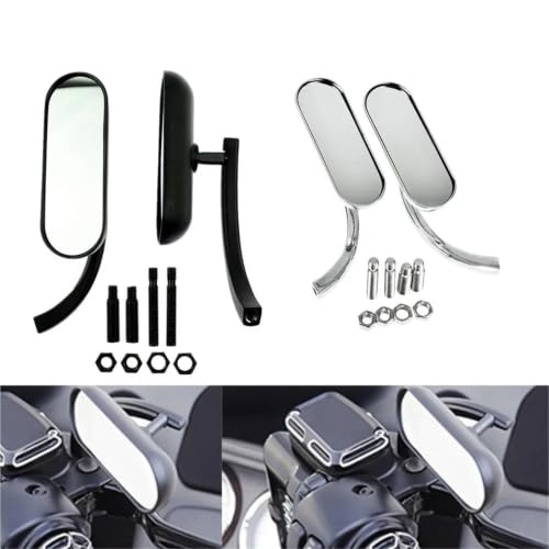Espejos retrovisores motocicleta ovalados negros de 8mm 10mm para Sportster 883 y Dyna 6