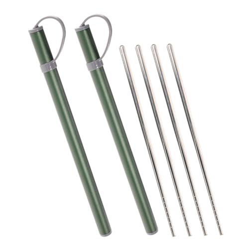 GANAZONO 2セット ステンレス製再利用可能箸 軽量携帯用 アウトドア用キャンプ旅行対応 お弁当ケース付き滑りにくいアジアン箸