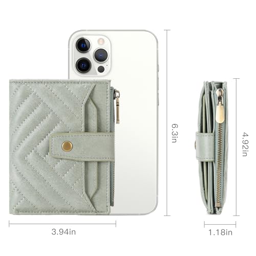 Image of FALAN MULE Small Wallet for Women Leather Bifold Compact RFID Blocking with ID Window