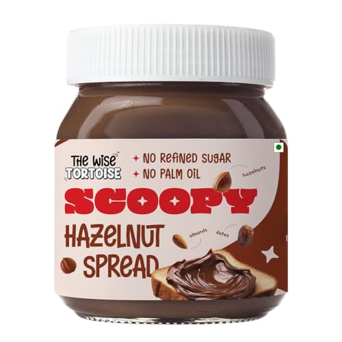 Image of The Wise Tortoise Scoopy Real Hazelnut Chocolate Spread | 100% Sweetened With Dates & Jaggery | Zero Palm Oil | No Refined Sugar | No Artificial Flavors | Clean & Healthy (500G)