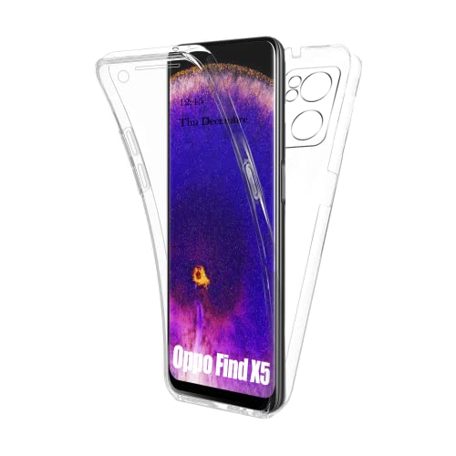 AURSTORE Carcasa para Oppo Find X5 Lite, protección integral delantera y trasera rígida, funda de silicona TPU transparente, protección 360 grados Cover