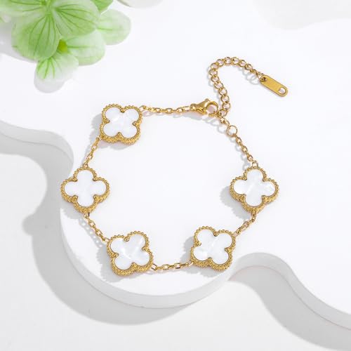 Gyeodpar Elegant 18K Gold Plated Clover Bracelet for Women – Lucky Four Leaf Link Jewelry Gift for Teens and Women - Image 2