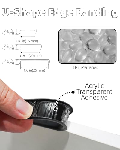 Image of U-Shape Black TPE Edge Banding 16.4Ft (W:0.6'' H:0.2'')