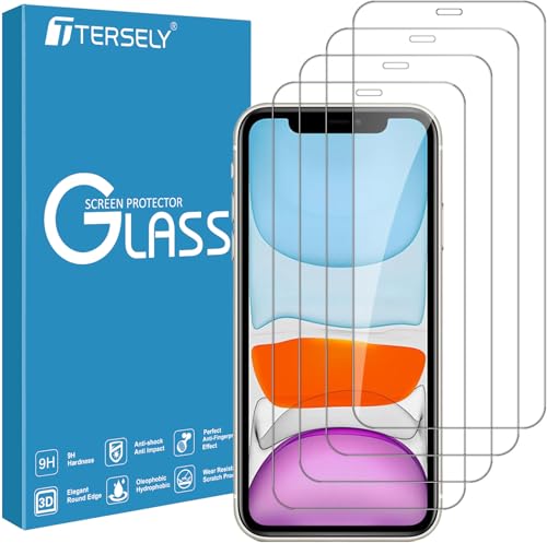 T Tersely [4 Pack] Tempered Glass Screen Protector for iPhone 11/ iPhone XR (6.1 inch), 9H Hardness Case Friendly Screen Protectors Anti-Scratch Film Guard