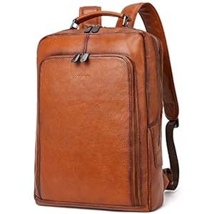 BOSTANTEN Men Vintage Leather Backpack 15.6 inch Laptop Backpack Travel Casual Bag Large Capacity Shoulder Bag