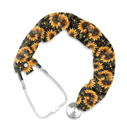 Rnyleeg Sunflower Stethoscope Cover Scrunchie Stretchy Slim Looking Nurse Stethoscope Accessories Fit to All Types of Stethoscopes