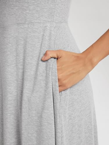 Image of ODODOS Square Neck Midi Dress with Pockets for Women Summer Casual Sleeveless Sundress Flare Tank Dress