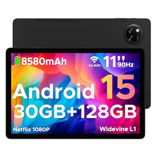 DOOGEE Tab A9 Pro+ Tablette Android 15, Tablette 11 Pouces, 30GB RAM+128GB ROM/TF 2TB, Batterie 8580mAh, Octa-Core T7200 90Hz,13MP Caméra, Tablette Tactile Widevine L1/5G WiFi/OTG/Face ID