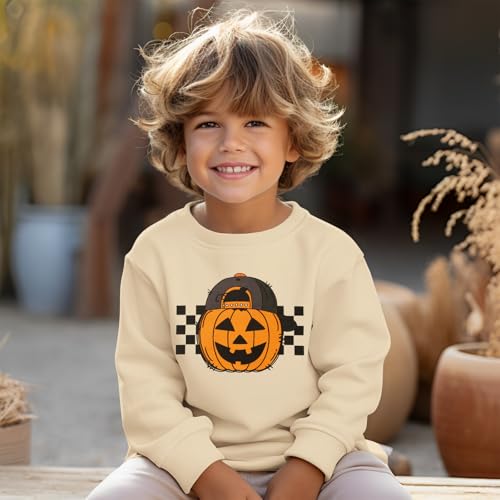 KEKEMI Halloween Sweatshirt for Toddler Boys Pumpkin Dude Sweatshirts Spooky Season Outfit Retro Long Sleeve Shirt Fall Tops3