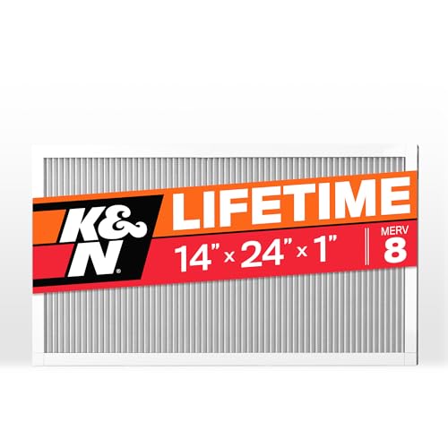 Image of K&N 14X24X1 HVAC Furnace Air Filter, Lasts a Lifetime, Washable, Merv 8, the Last HVAC Filter You Will Ever Buy, Breathe Safely at Home or in the Office, HVC-8-11424