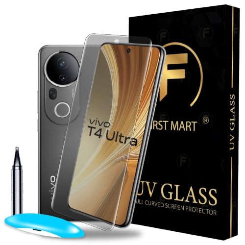 Image of FIRST MART Matte UV Tempered Glass for Vivo T4 Ultra and Vivo X200 | Anti-Glare Curved Screen Protector, 9H Scratch Resistant, Fingerprint Compatible, Case-Friendly | Pack of 1