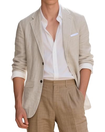 Linen Men's Blazer Slim Fit Casual Jacket