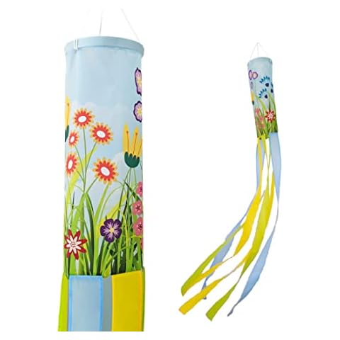 Madrona Brands Spring Wild Flowers Windsock - Durable Outdoor Hanging Decor 60-Inch Cover