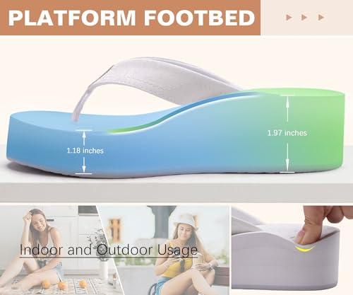 ONCAI Women’s Platform Wedge Flip Flops Trendy Dressy Womans Summer Flatform Sandals with Comfortable Walking Outdoor Rubber Soles (US Size 5-11)4