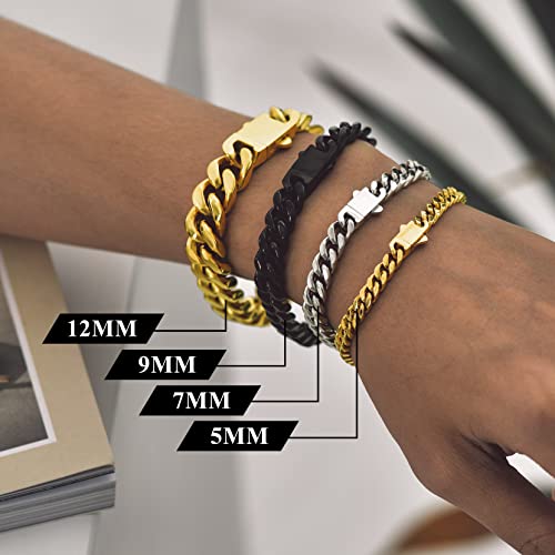 Richsteel Men's 316L Stainless Steel Link Chain Miami Cuban Bracelet #TOP5