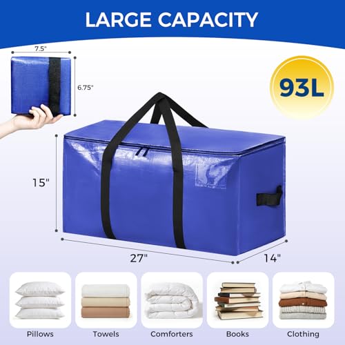 Image of BAGAIL Heavy Duty Moving Bags with Strong Handle, Extra Large Moving Boxes, Storage Tote for Clothes, College Moving Supplies(Dark Blue, 12 Pack)