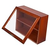 COSMEVIVI Vitrina Expositora de Madera Pequeña con Puerta Acrílica Estante para Colección y Almacenamiento Soporte para Figuras y Juguetes Organizador para Escritorio y Decoración