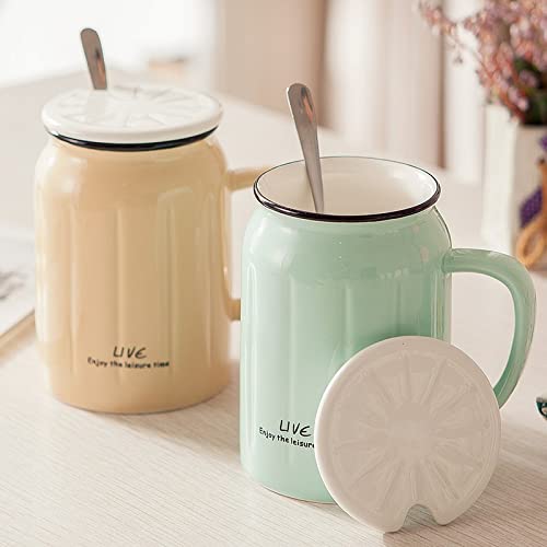 Kaffeetasse Kreativer Becher mit Deckel Löffel Kleine frische Tasse Persönlichkeit Paar Tasse Bubble Tee Cup Kaffeetasse Teetasse (Color : Milkcoffe)