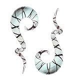 0 Gauge Black Helix Teardrop Glass Spiral Taper (8mm) - 2 Pieces