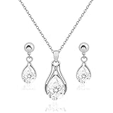 OTTFF Bridesmaid Jewelry Set for Wedding 1 Set Silver Plated Pave Rhinestone With Crystal Necklace Earrings Set Gift for Women