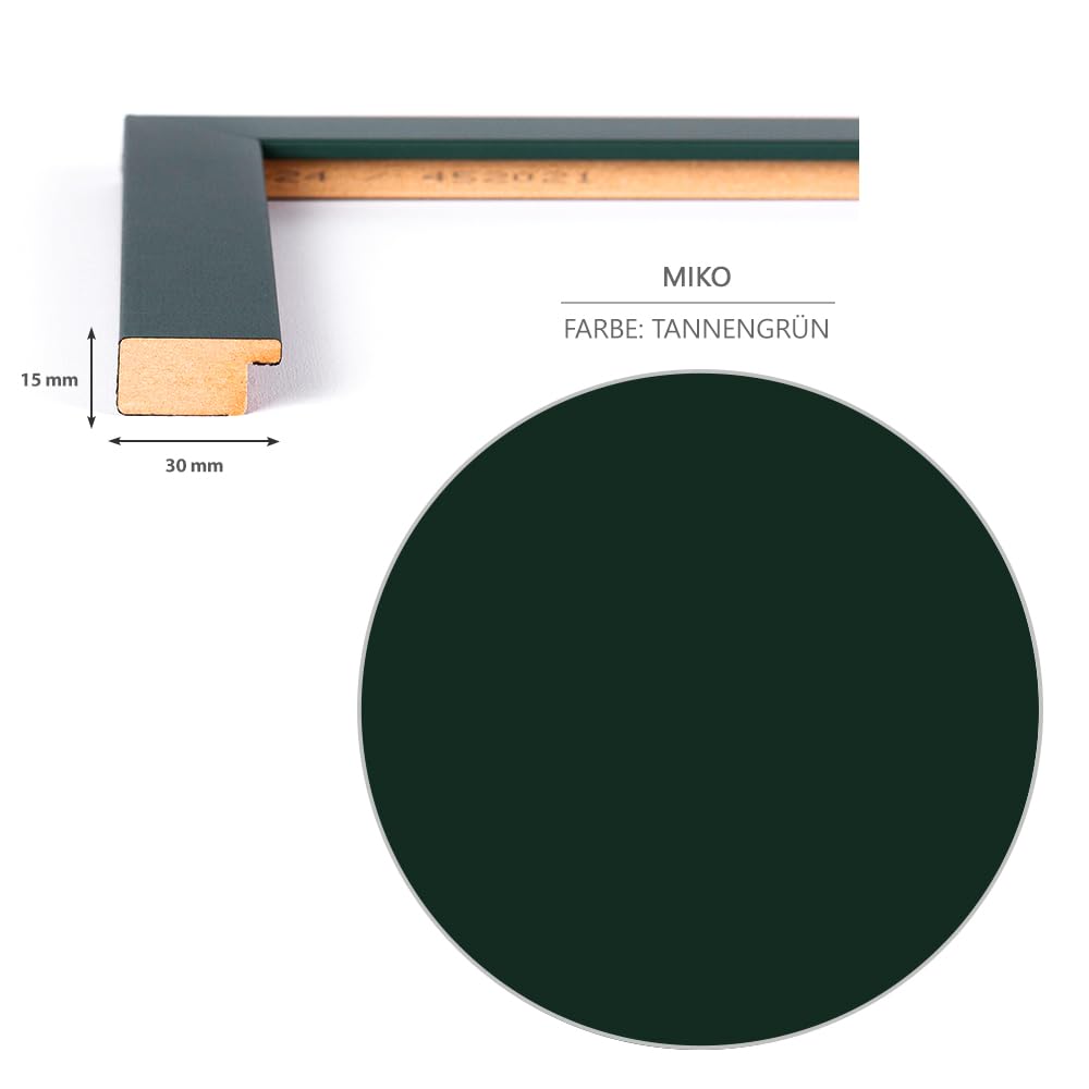 Haak Bilderrahmen modern stabil Miko Tannengrün Dunkelgrün 80 X 120 cm Rahmen für Bilder Urkunden Poster Puzzle Pastell Farben