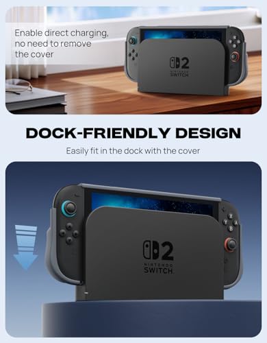 Funda Nintendo Switch 2 protectora gris antiarañazos con Joy-con extraíbles 2
