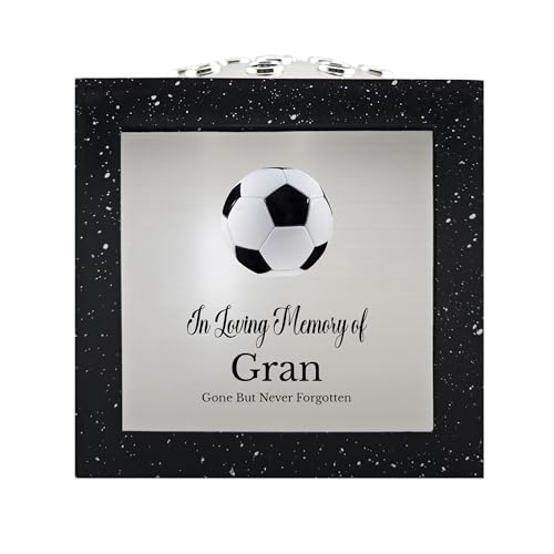 In Loving Memory Of Memorial Rose Bowl Grave Marker Flower Pot Vase With Football Design Mum Daddy & Lots More Black/Silver (UV PRINTED) (Gran)