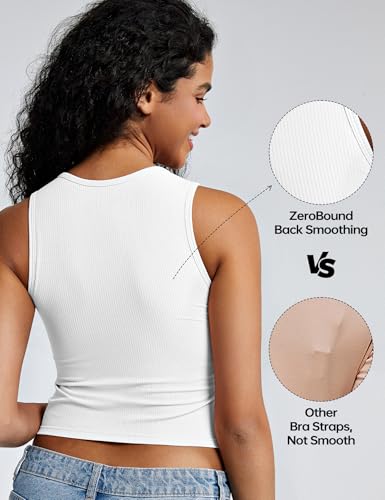 ZeroBound Built in Shelf Bra Tank Crop Top - V Neck Tank Tops for Women, Basics Going Out Top Sleeveless Garment4