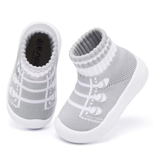 Image of Eashi Baby Boy Girl Non-Skid Indoor Infant Walking Shoes Breathable Warm Elastic Sock Shoes with Memory Sole Protect Toes Outdoor Sneakers
