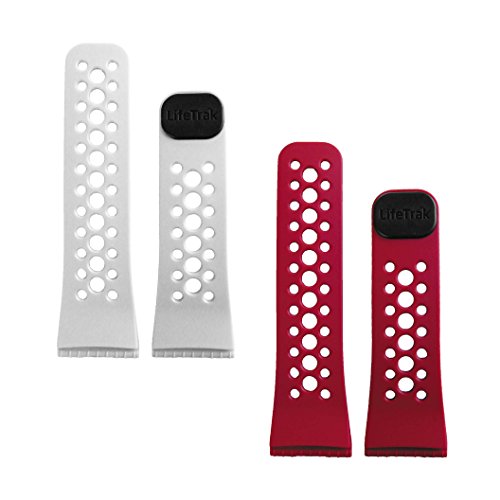 LIfeTrak ComfortFit Band - Dual Pack - Reversible/Interchangeable, Black/Flame Red and Black/White