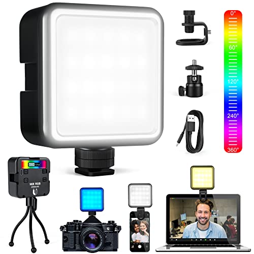 GlamPiece Videokonferenz Licht LED RGB,Dimmbare Videoleuchte 2500K-9000K, Selfie Licht mit Clip und Stativ, Mini Led…