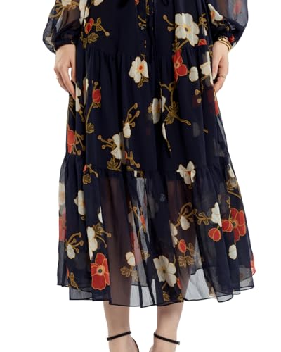 Image of SIXDO G-Wine Floral Voile Flared Dress for Women 2025, Long Maxi Dress, Flowy Sleeveless Fall Casual Dress, Maxi Dresses